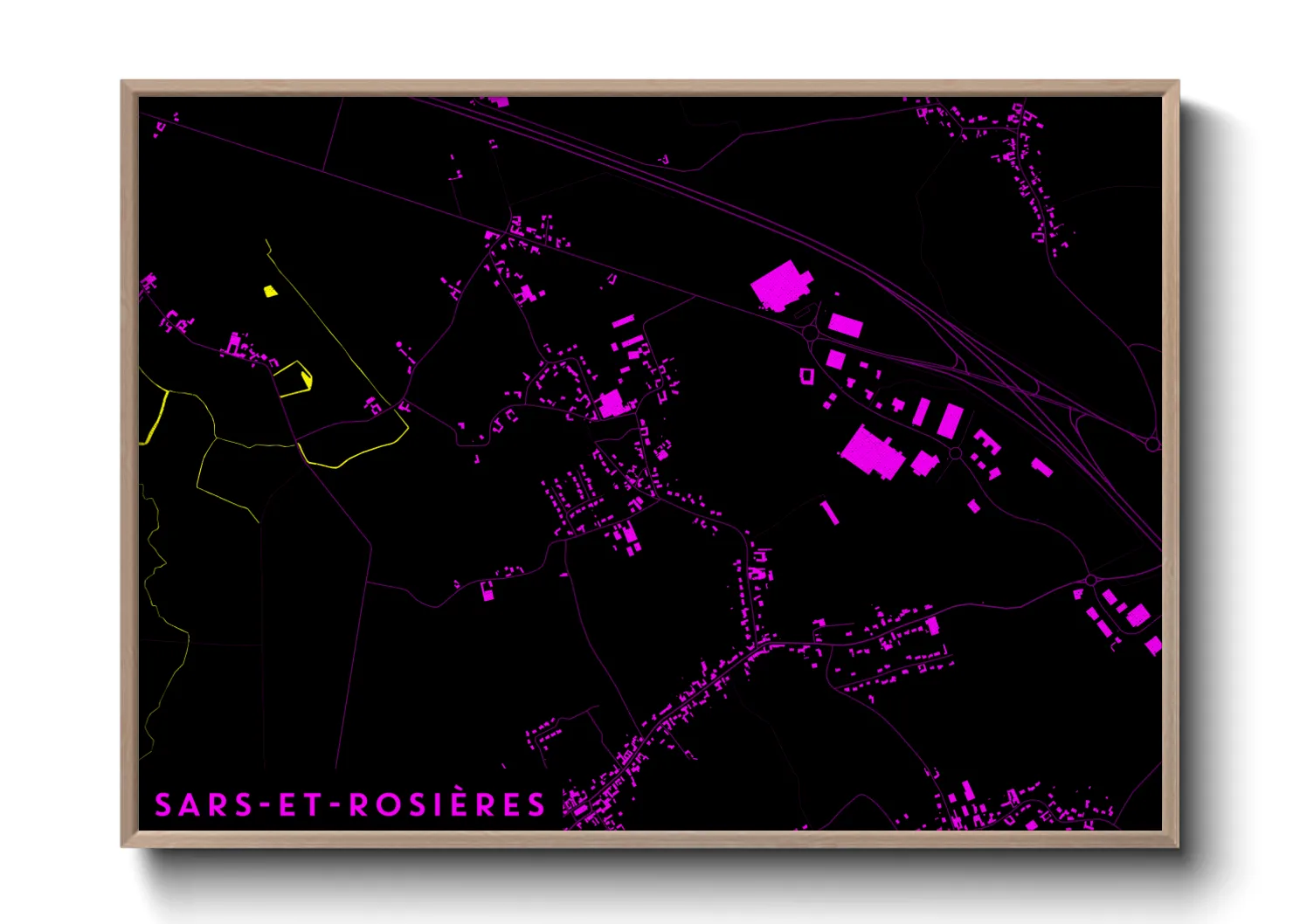 Une affiche de carte sur Sars-et-Rosières