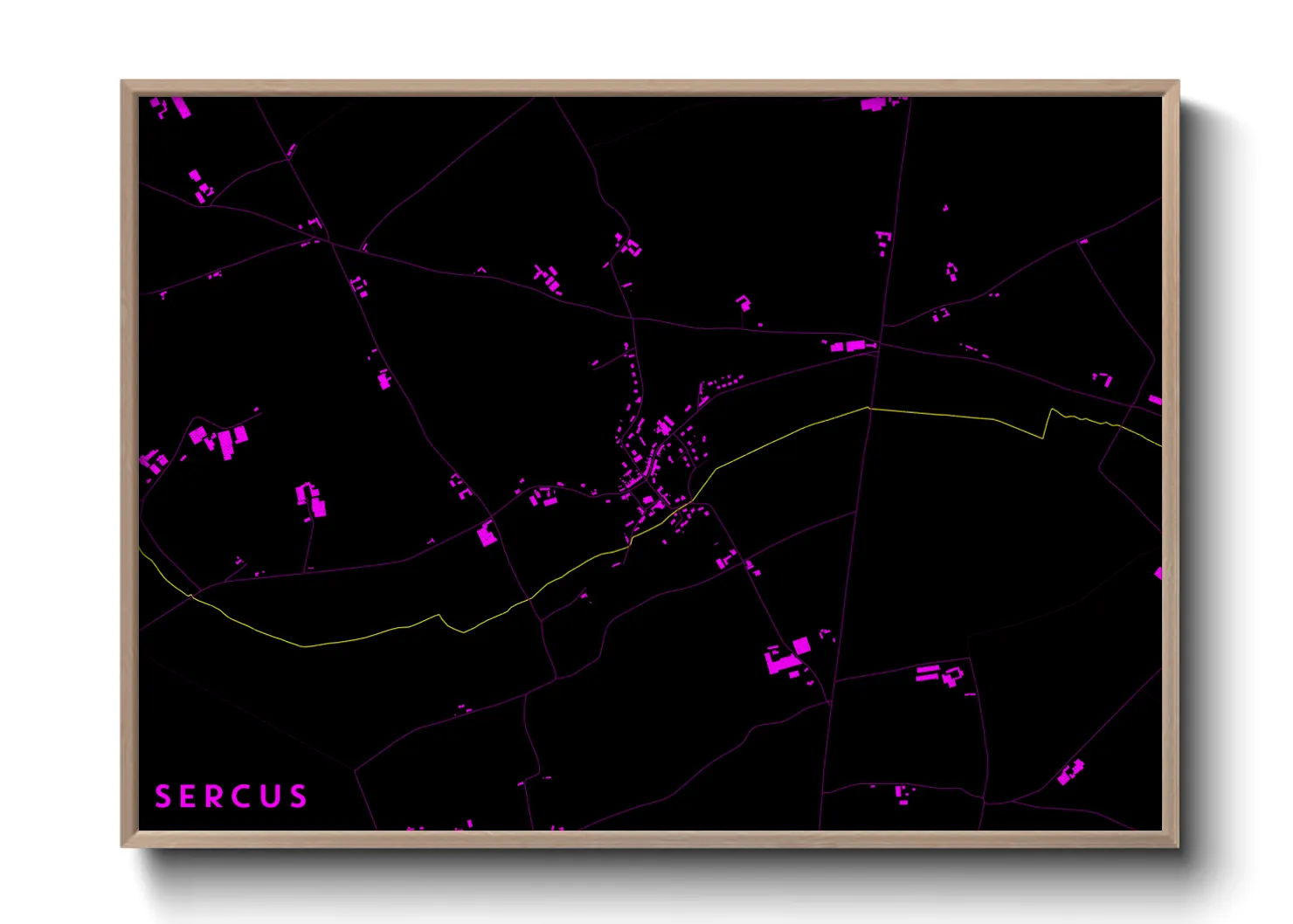 Une affiche de carte sur Sercus