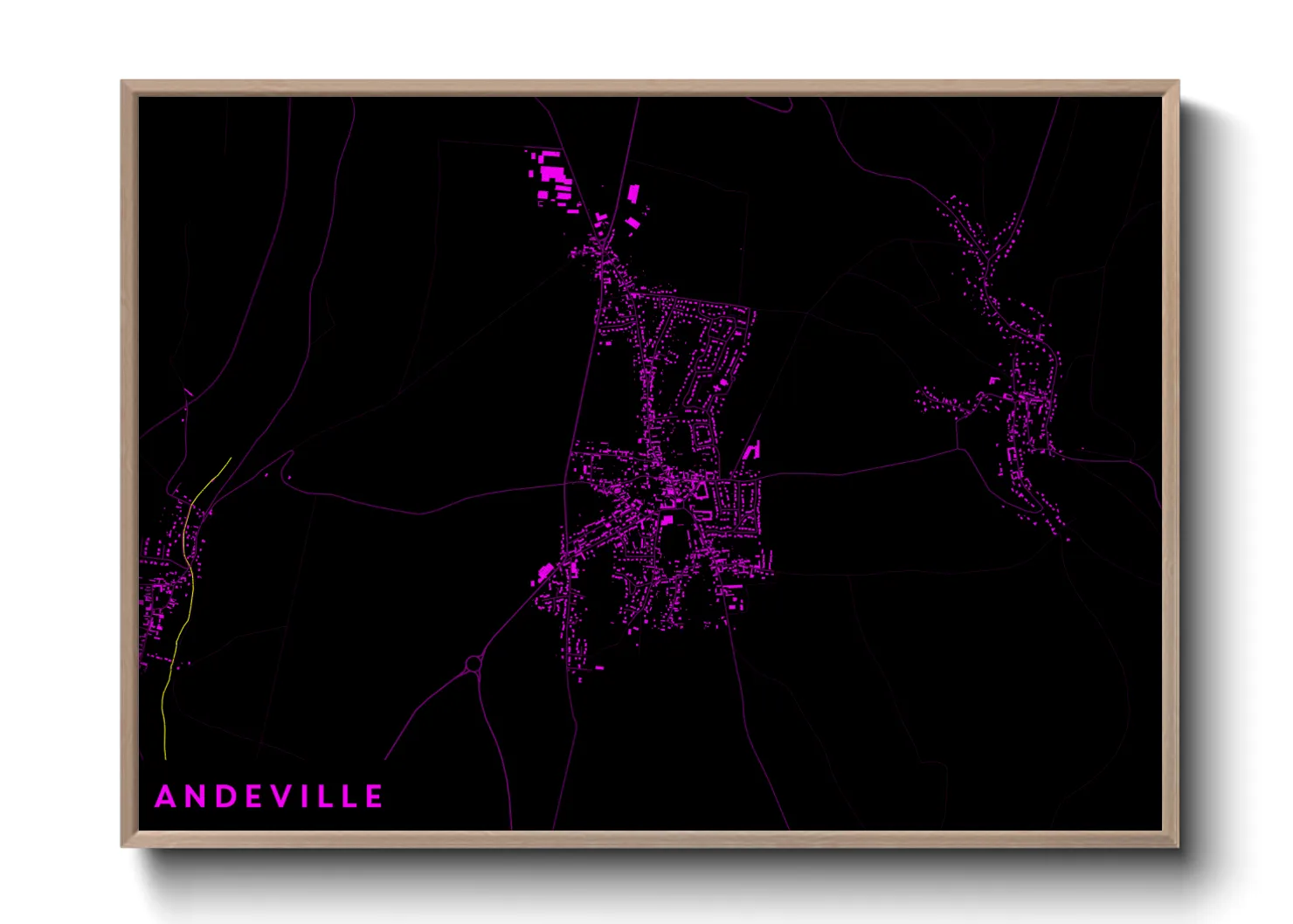 Une affiche de carte sur Andeville