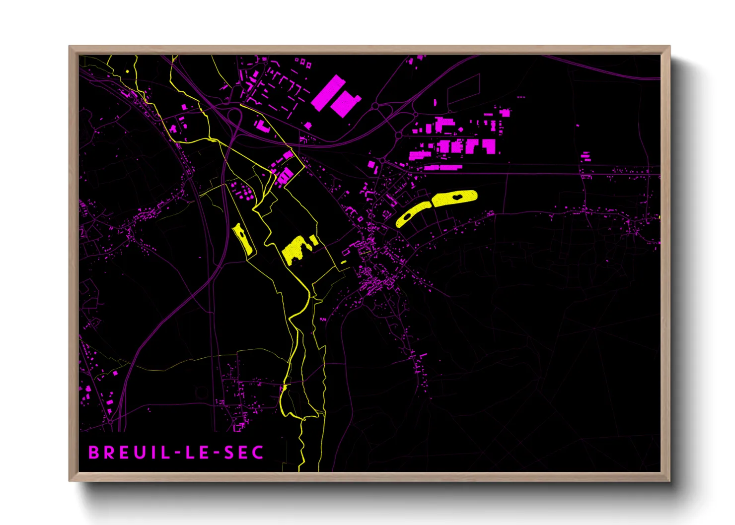 Une affiche de carte sur Breuil-le-Sec
