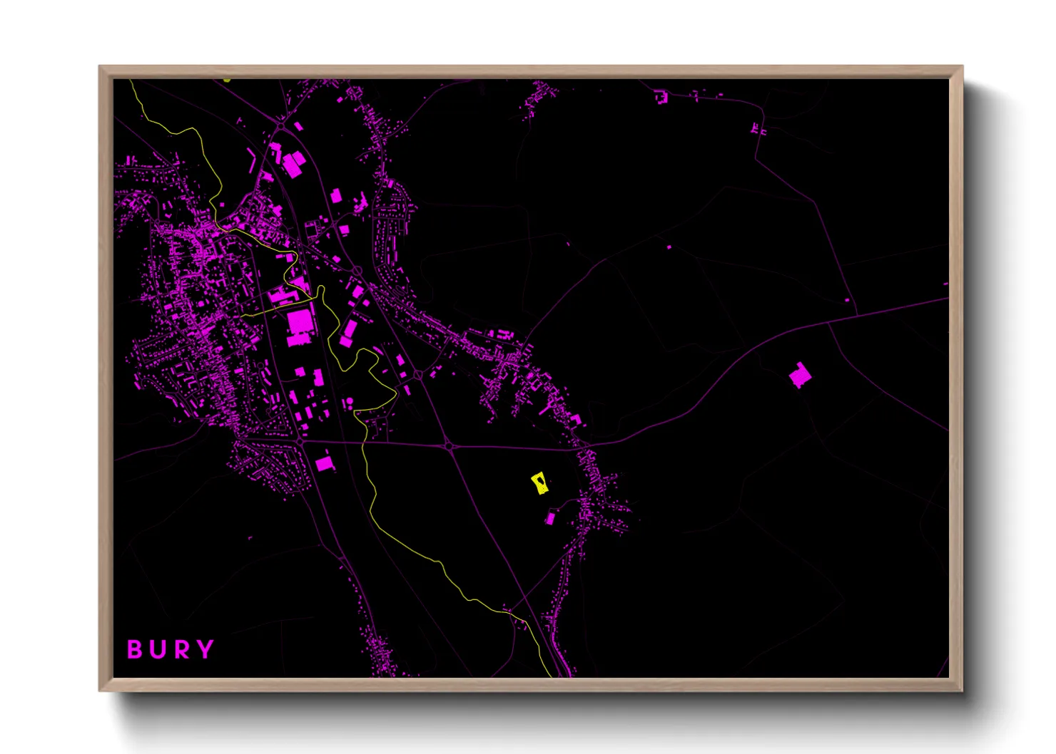 Une affiche de carte sur Bury