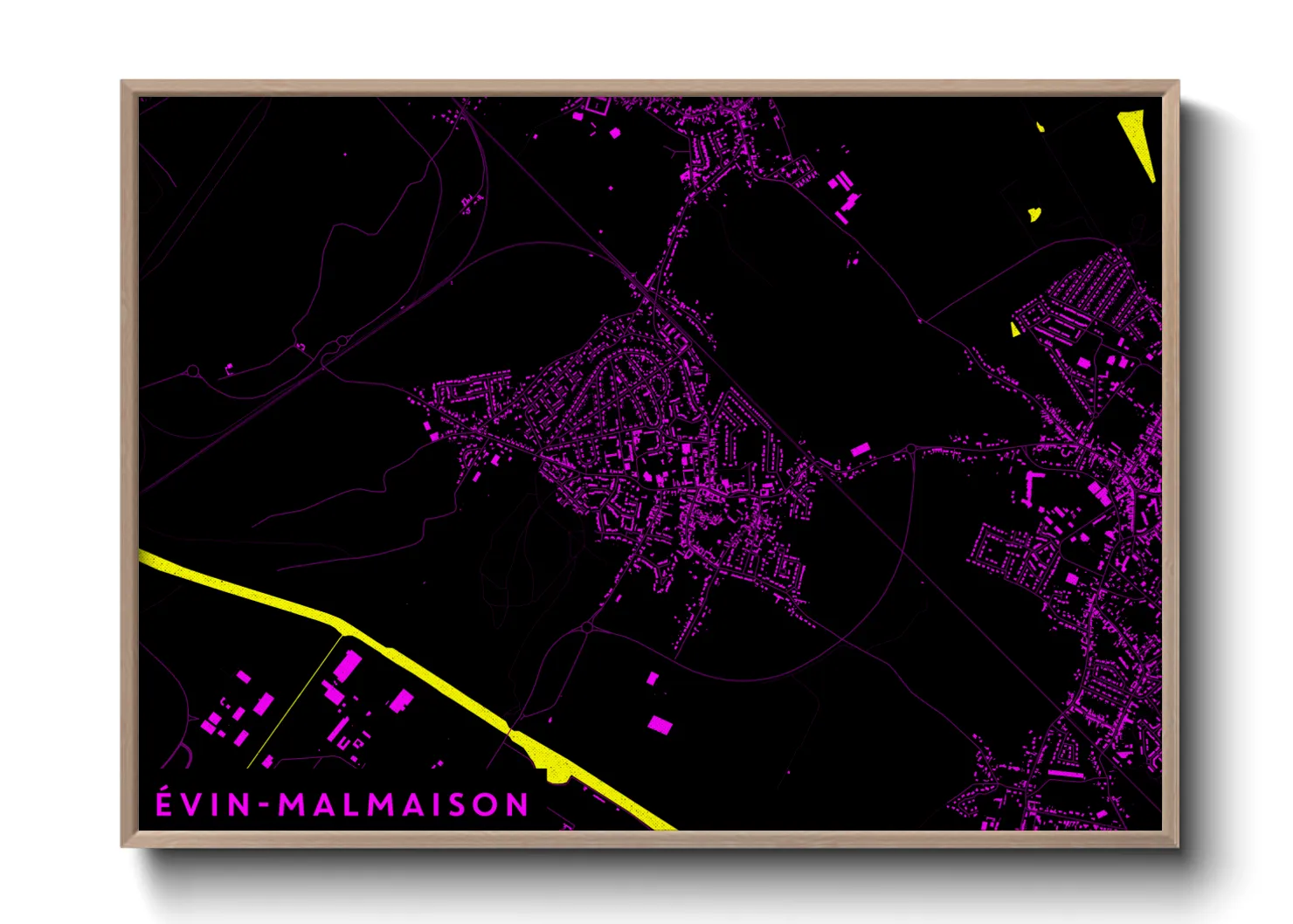 Une affiche de carte sur Évin-Malmaison
