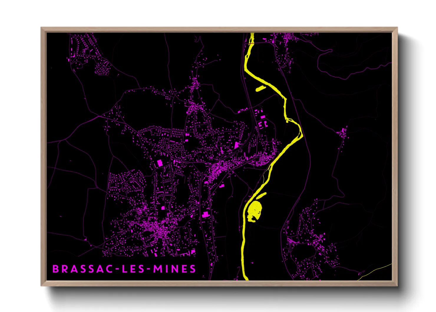 Une affiche de carte sur Brassac-les-Mines