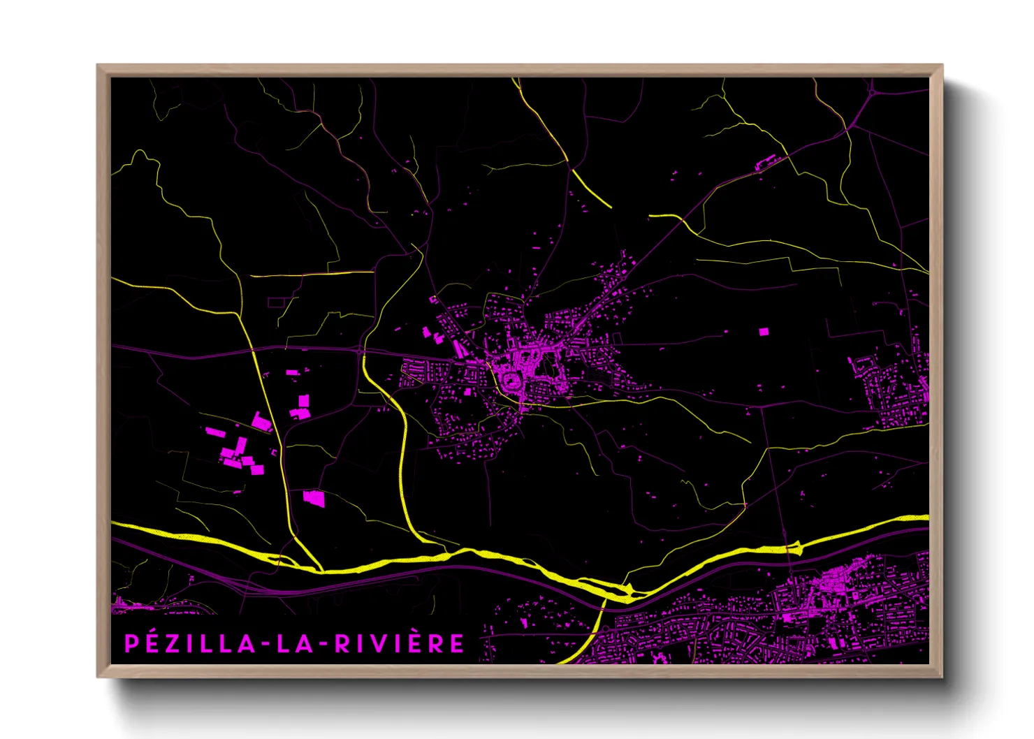Une affiche de carte sur Pézilla-la-Rivière