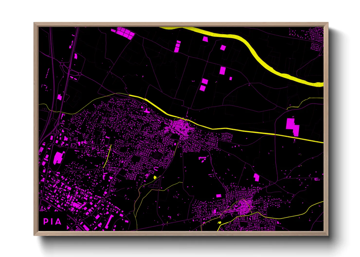 Une affiche de carte sur Pia