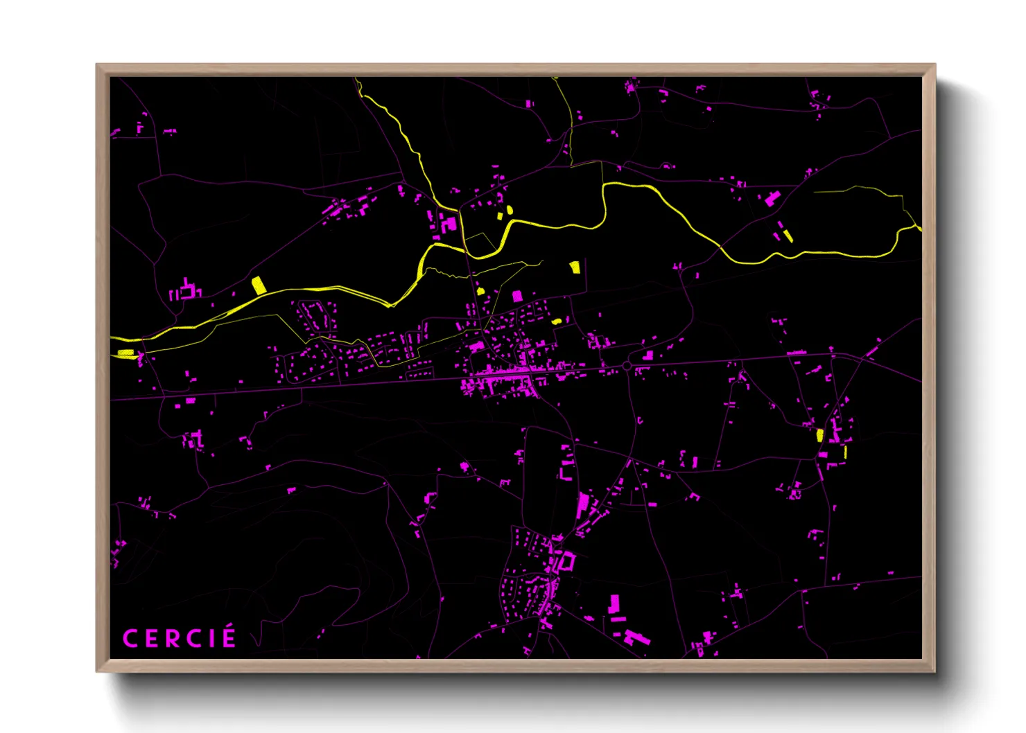 Une affiche de carte sur Cercié