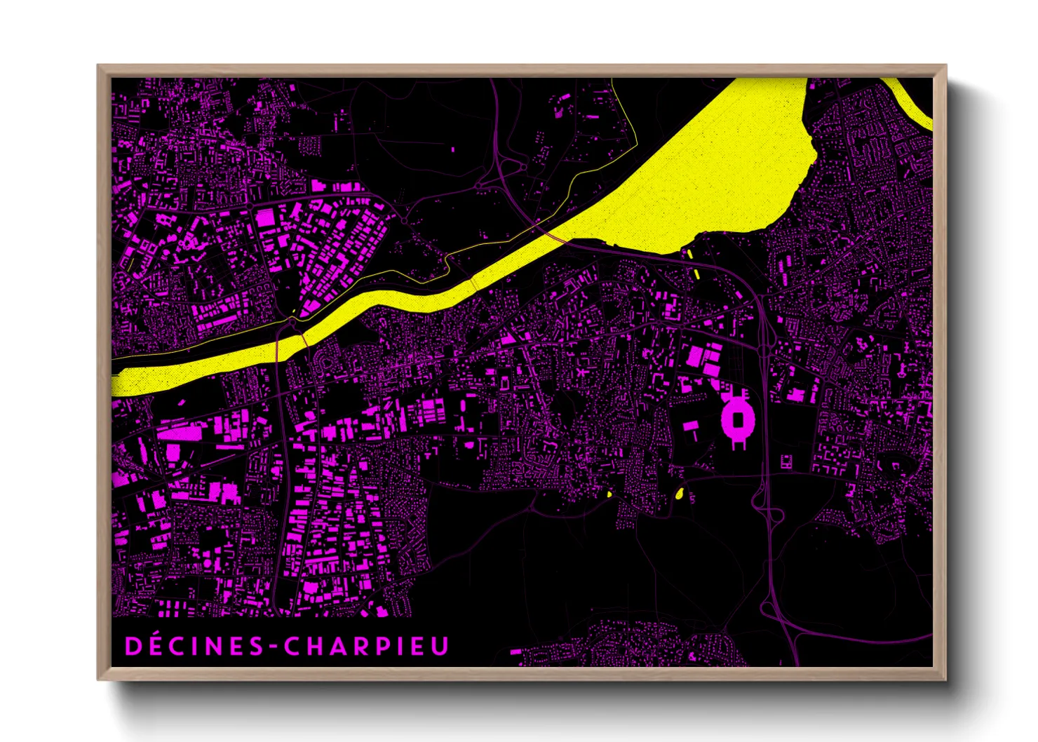 Une affiche de carte sur Décines-Charpieu
