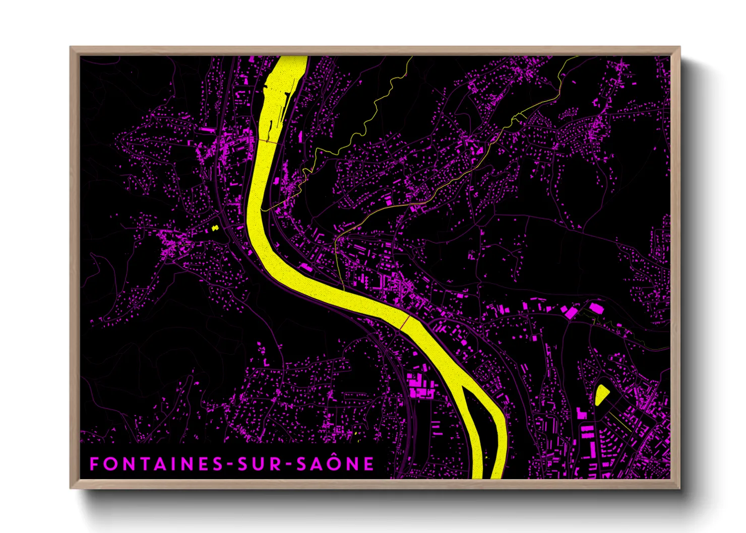 Une affiche de carte sur Fontaines-sur-Saône