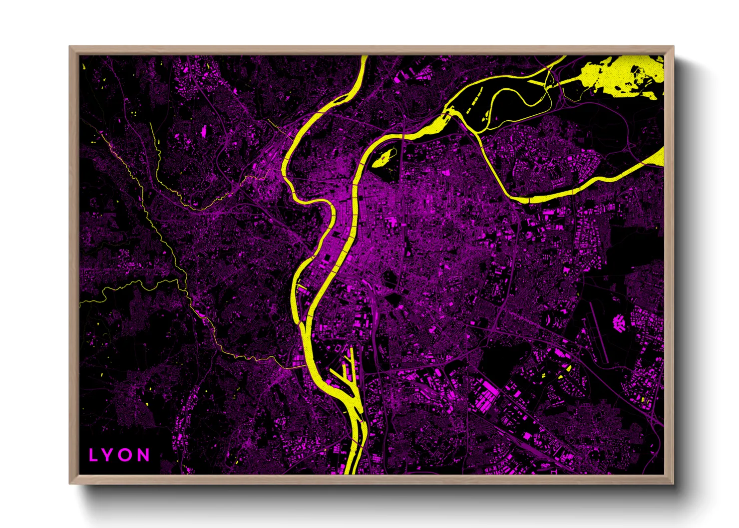 Une affiche de carte sur Lyon