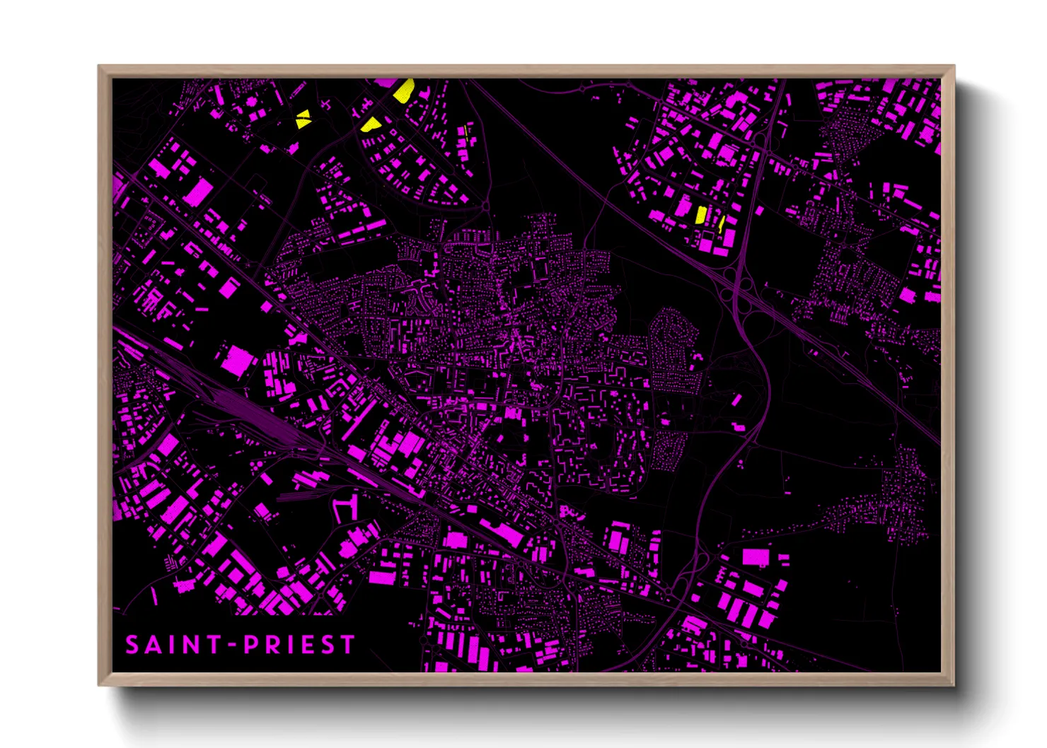 Une affiche de carte sur Saint-Priest