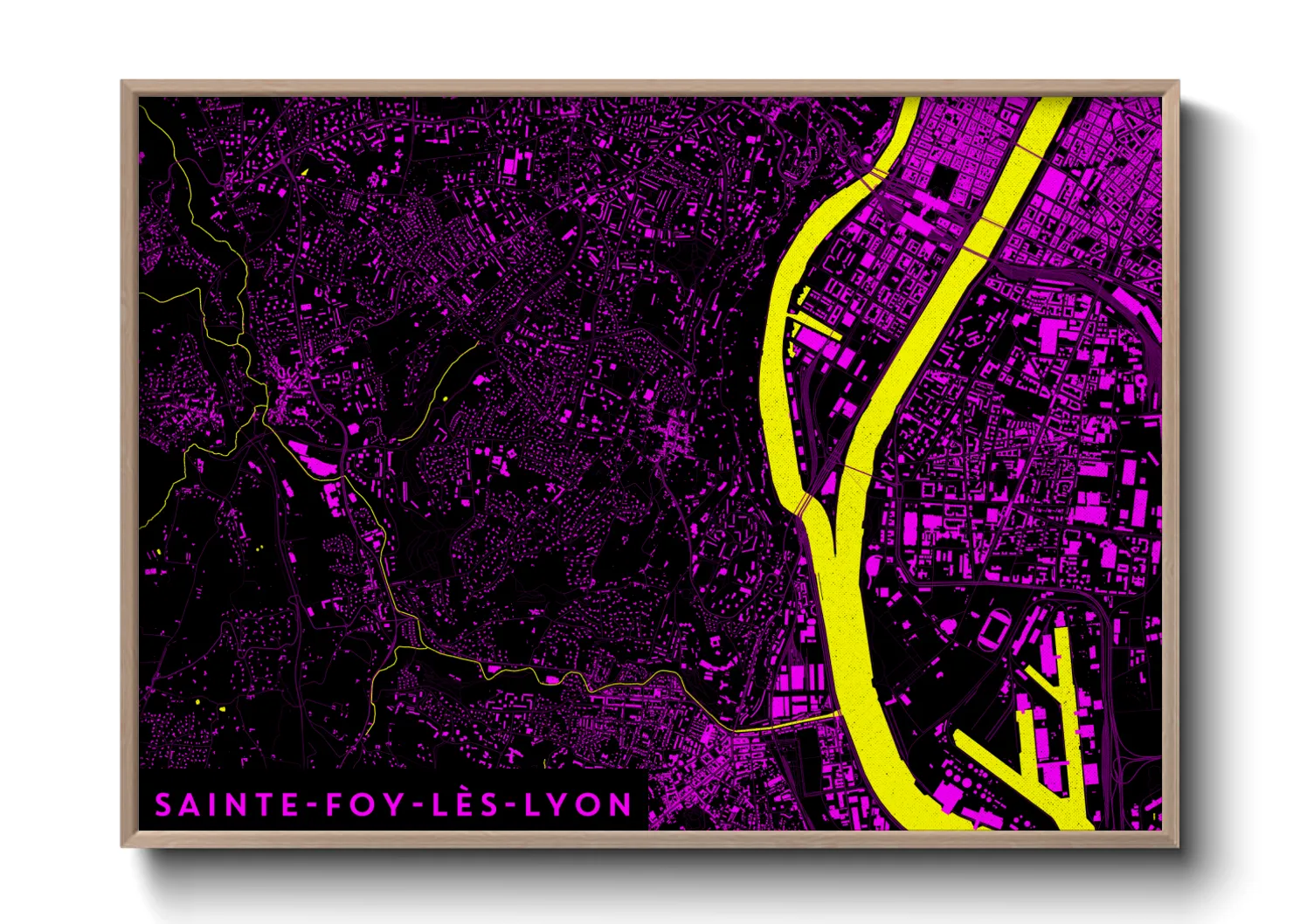 Une affiche de carte sur Sainte-Foy-lès-Lyon