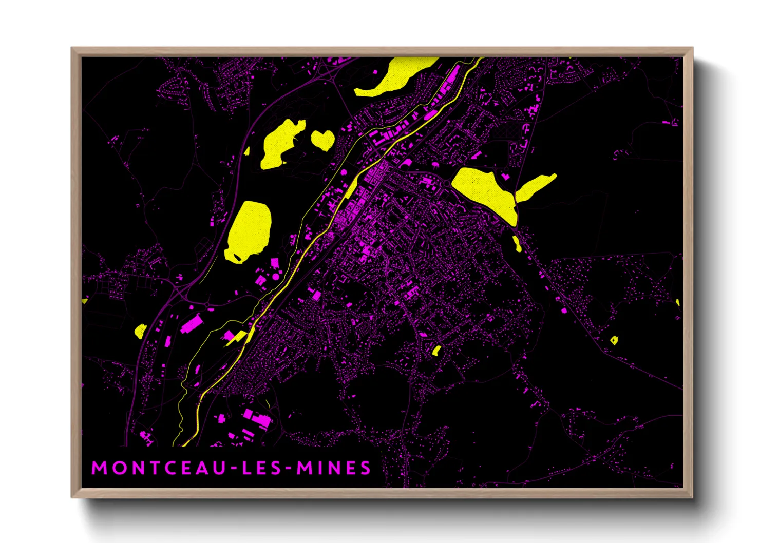 Une affiche de carte sur Montceau-les-Mines