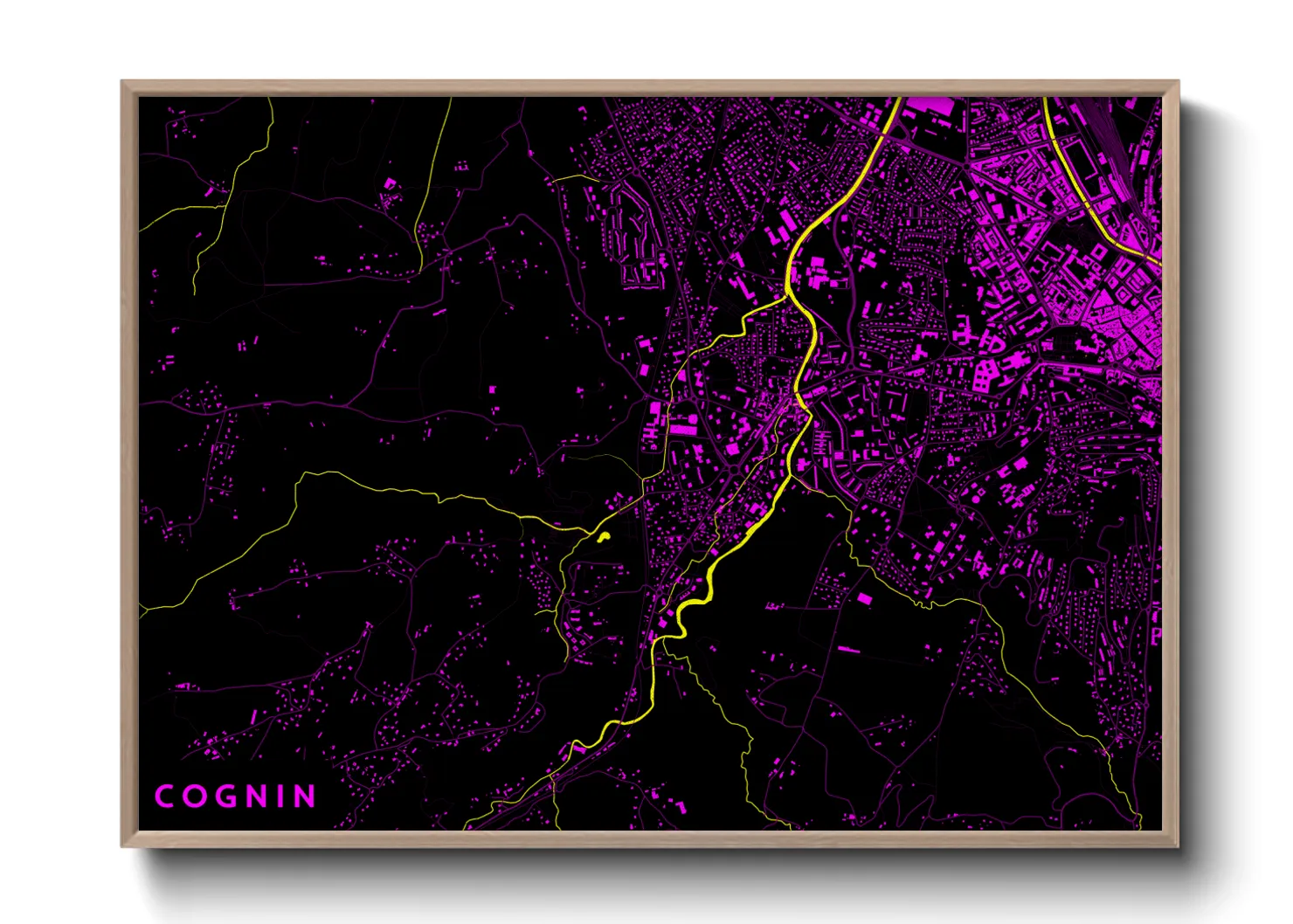 Une affiche de carte sur Cognin