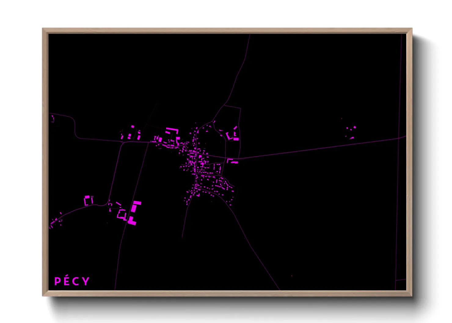 Une affiche de carte sur Pécy