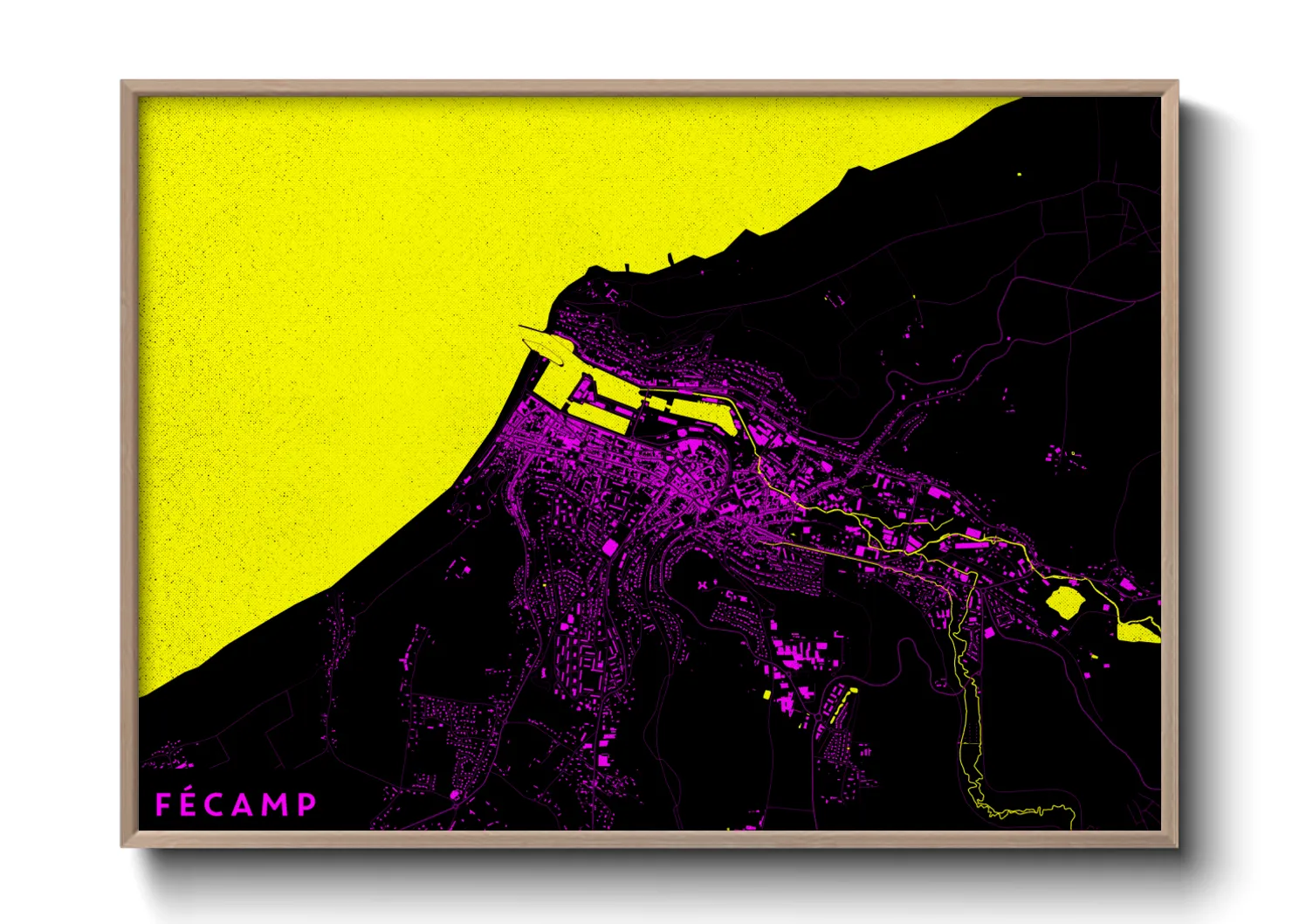 Une affiche de carte sur Fécamp