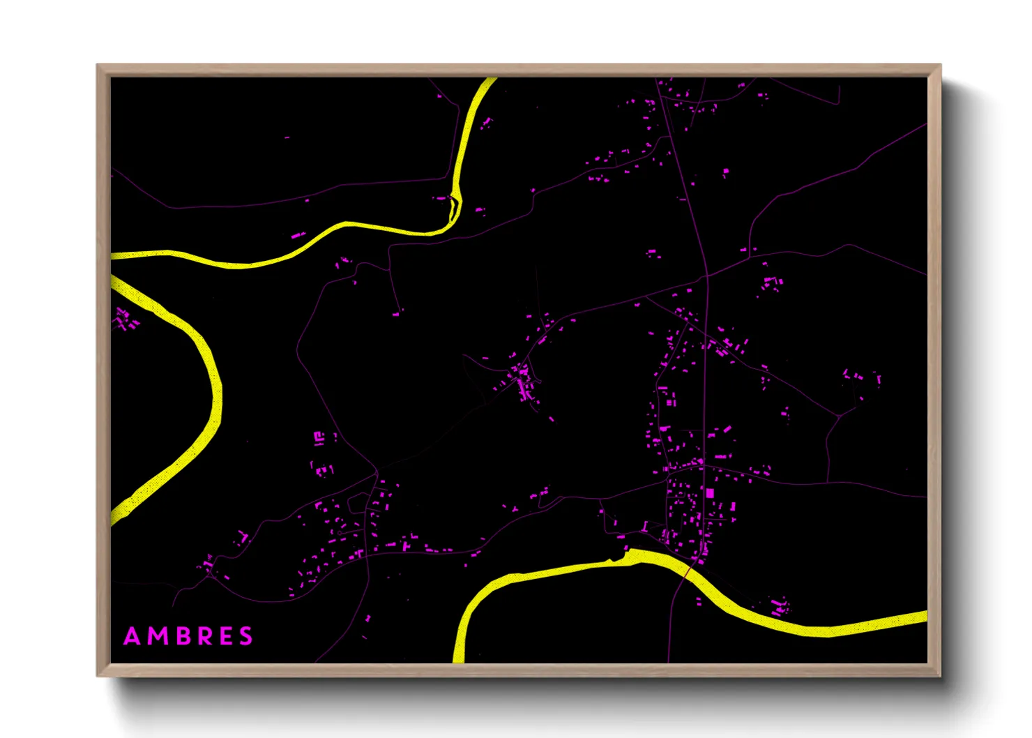 Une affiche de carte sur Ambres