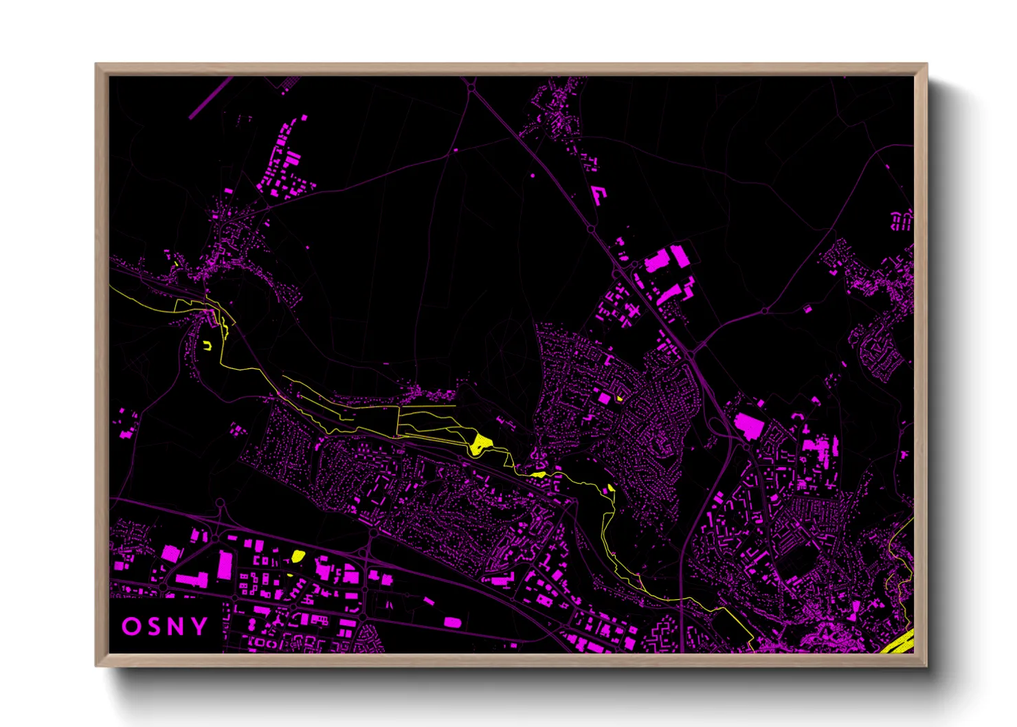 Une affiche de carte sur Osny