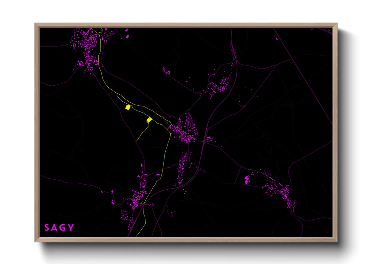 Une affiche de carte sur Sagy