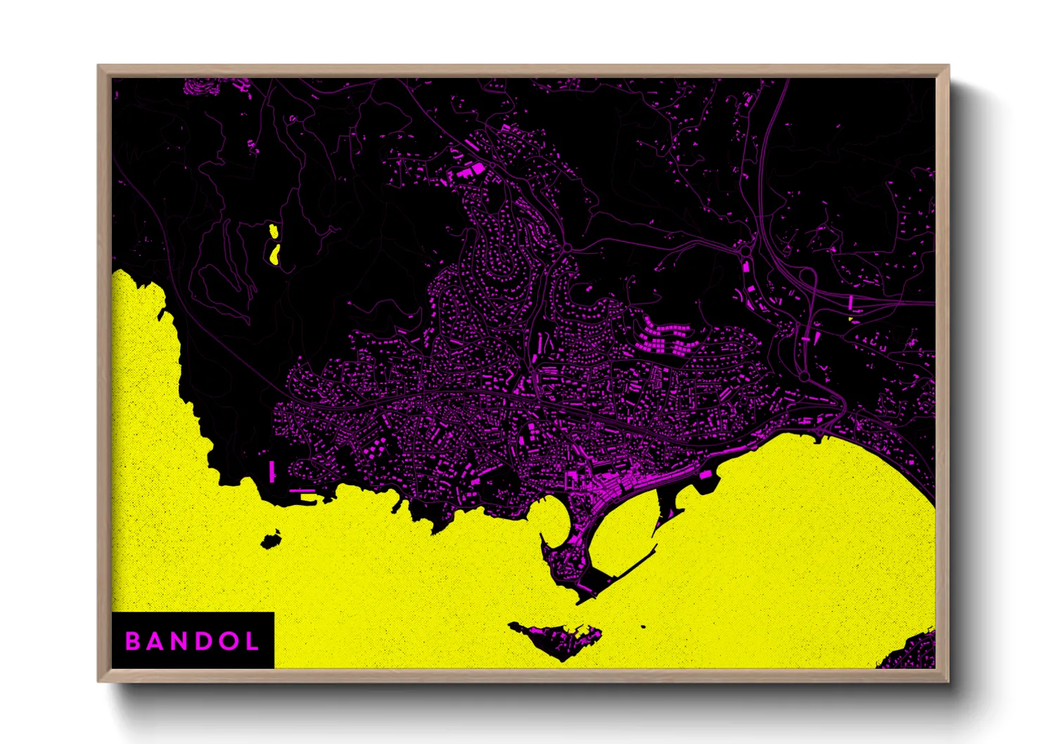 Une affiche de carte sur Bandol