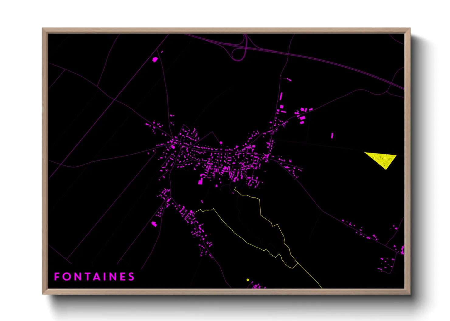 Une affiche de carte sur Fontaines