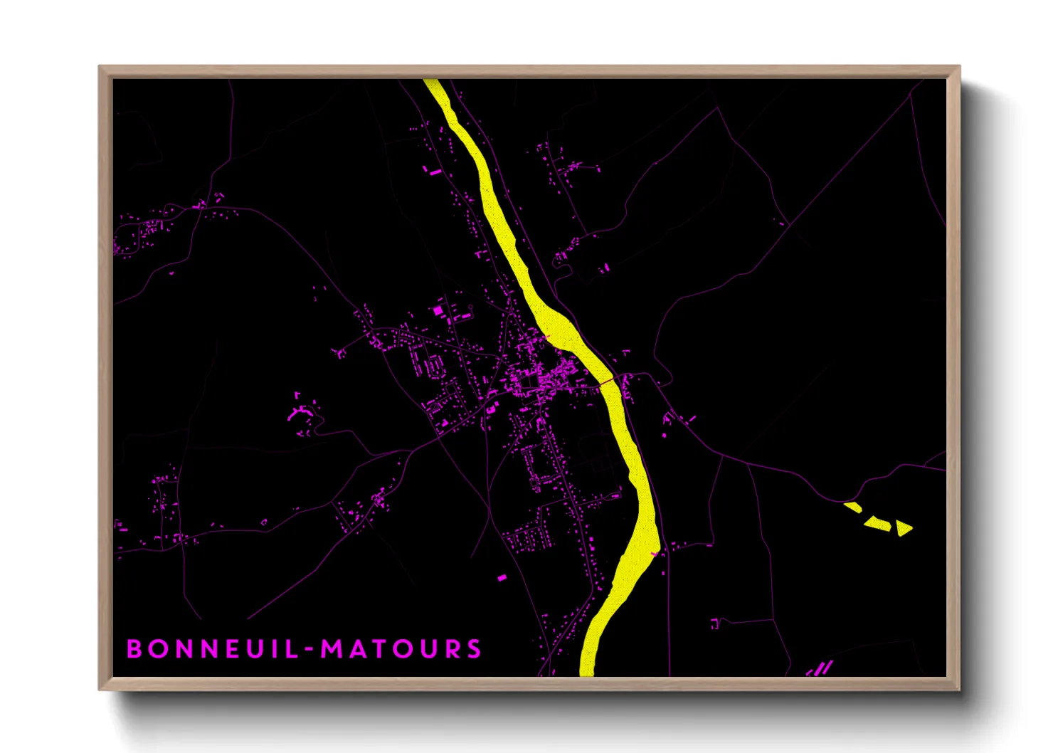 Une affiche de carte sur Bonneuil-Matours