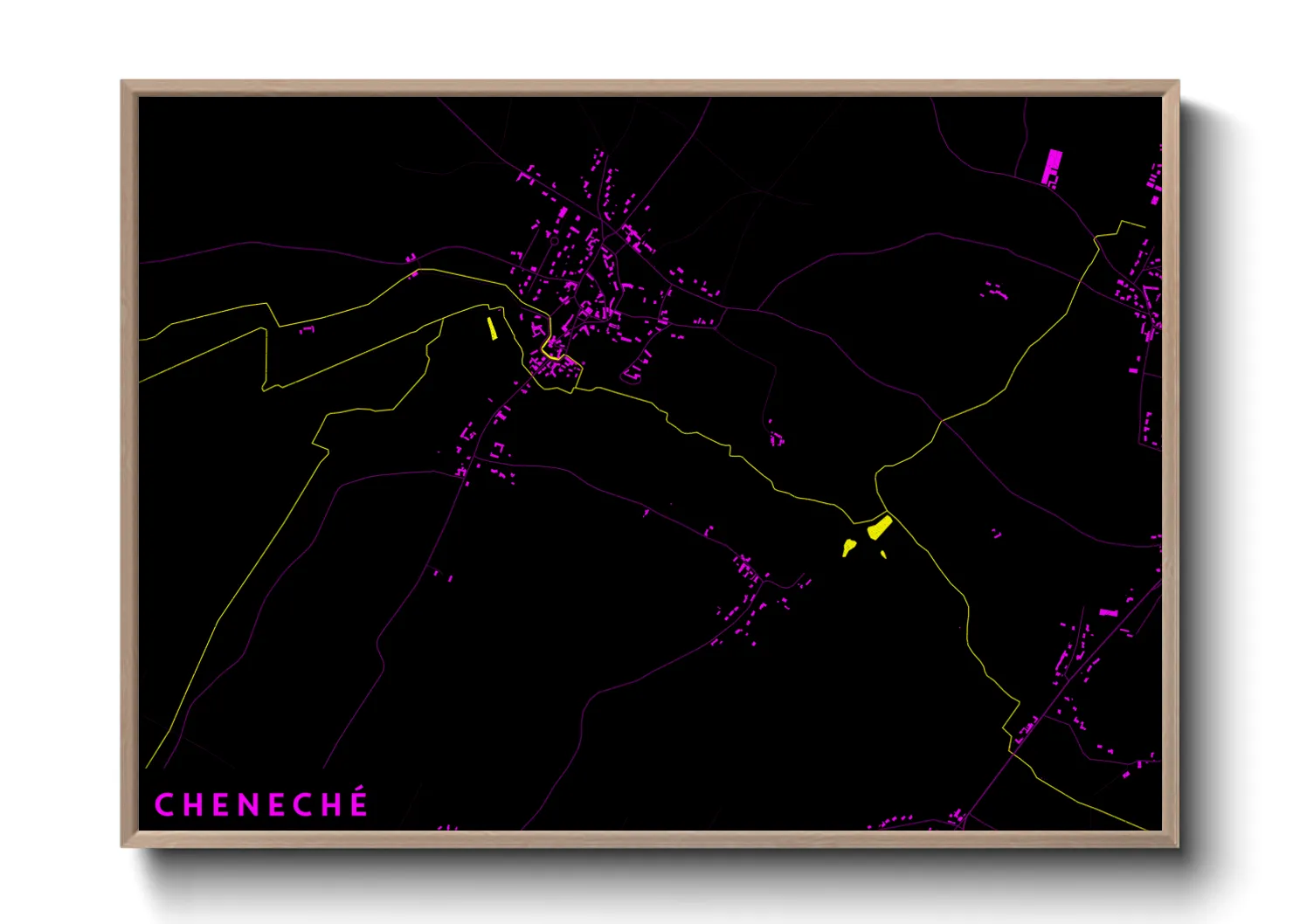 Une affiche de carte sur Cheneché