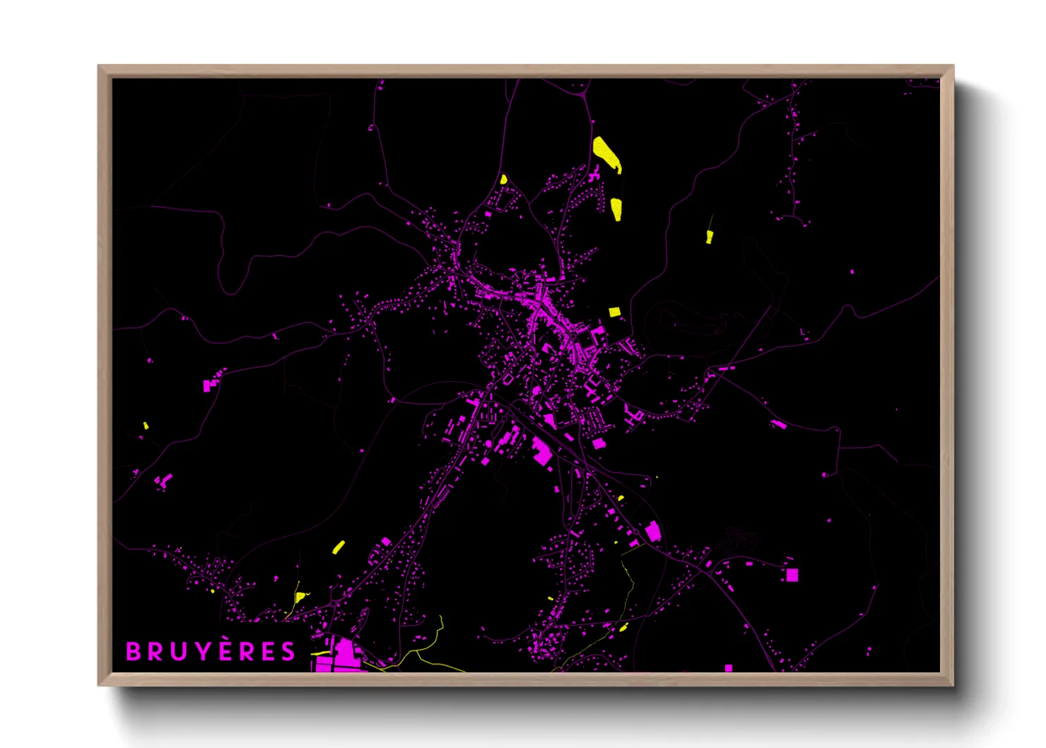 Une affiche de carte sur Bruyères