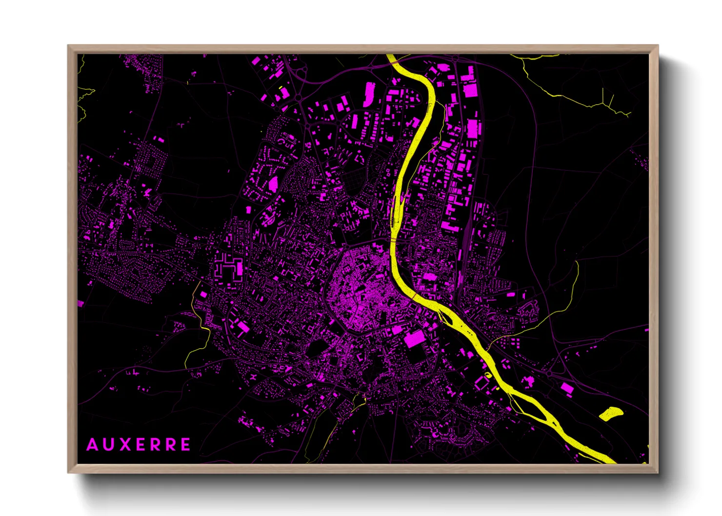 Une affiche de carte sur Auxerre