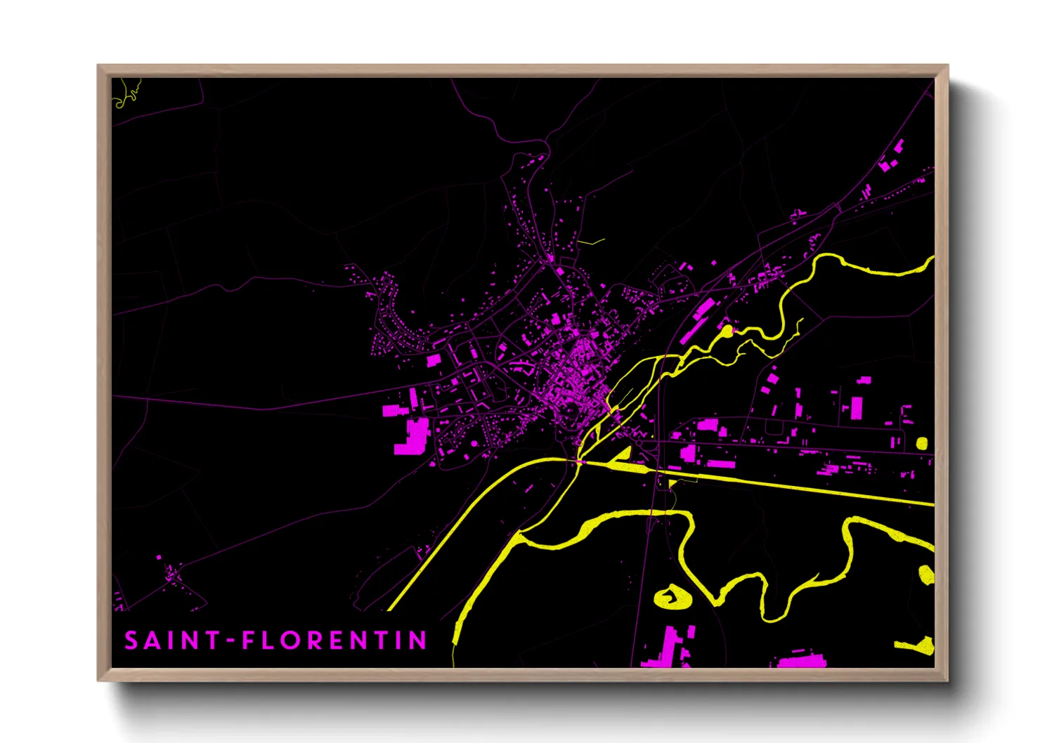Une affiche de carte sur Saint-Florentin