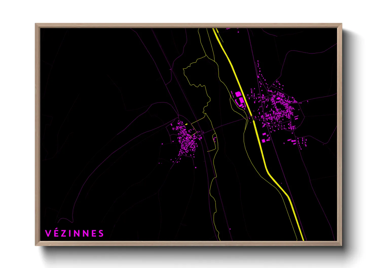 Une affiche de carte sur Vézinnes