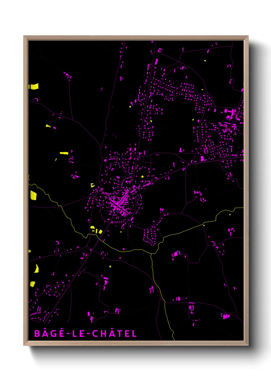 Une affiche de carte sur Bâgé-le-Châtel