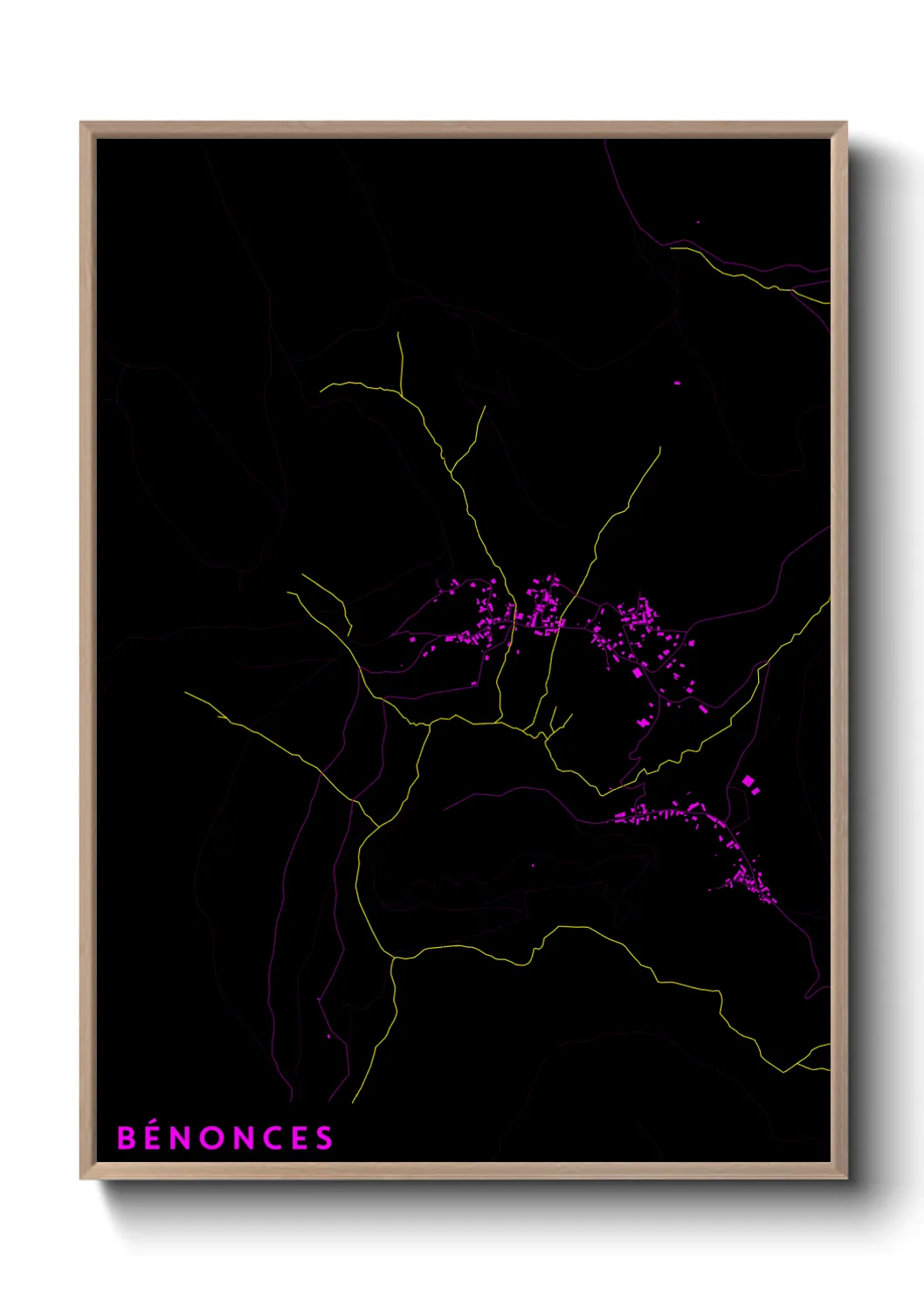 Une affiche de carte sur Bénonces