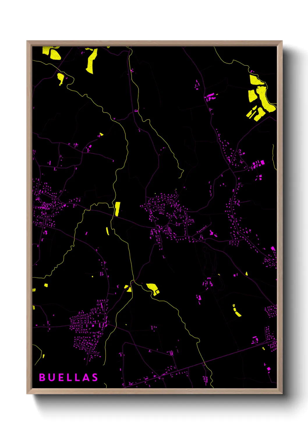 Une affiche de carte sur Buellas