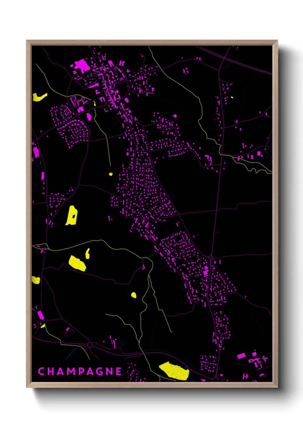 Une affiche de carte sur Champagne