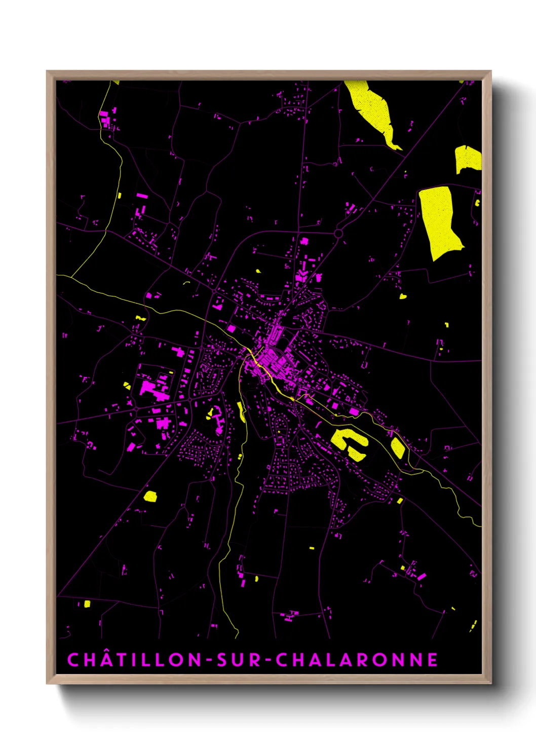 Une affiche de carte sur Châtillon-sur-Chalaronne