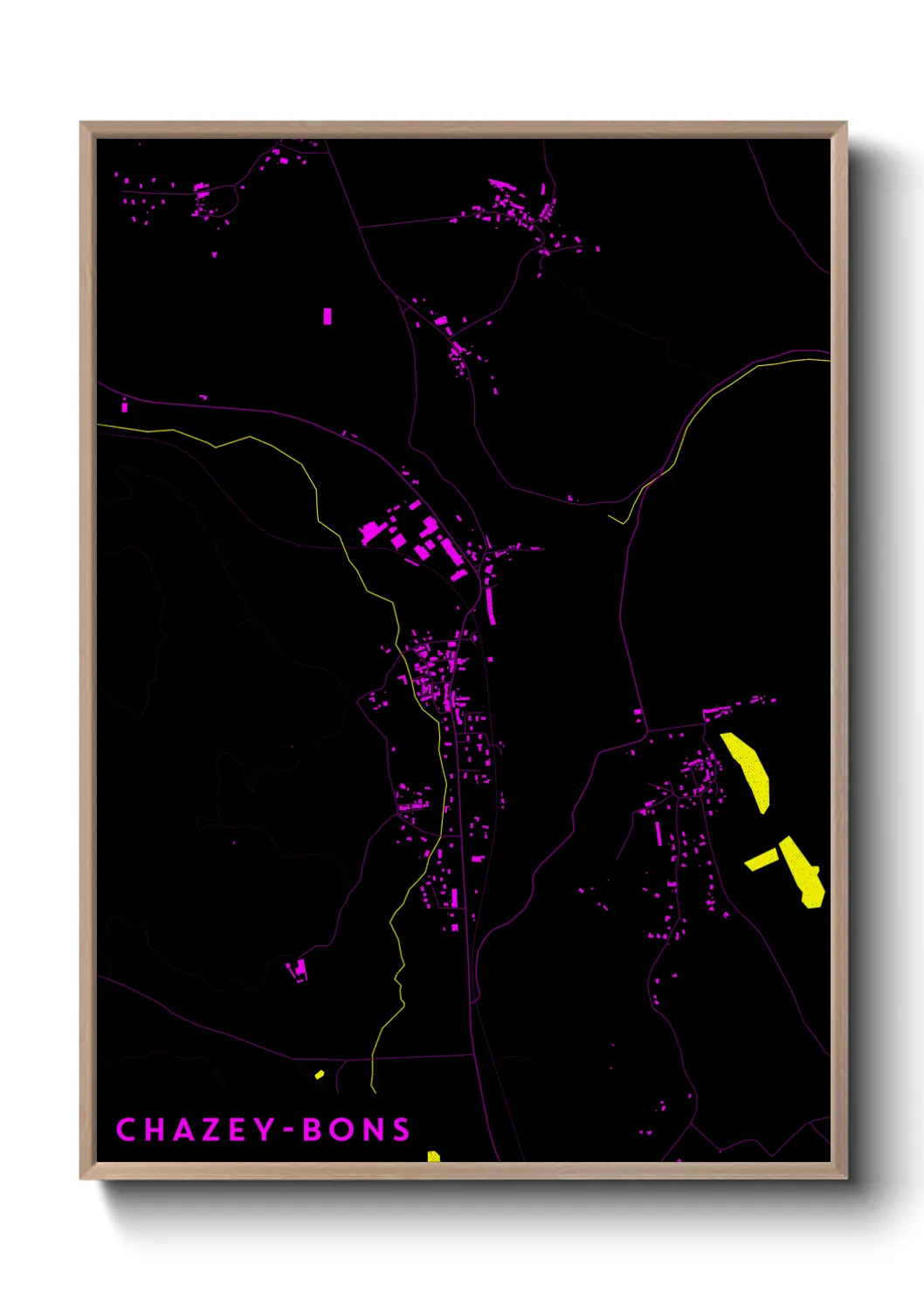 Une affiche de carte sur Chazey-Bons