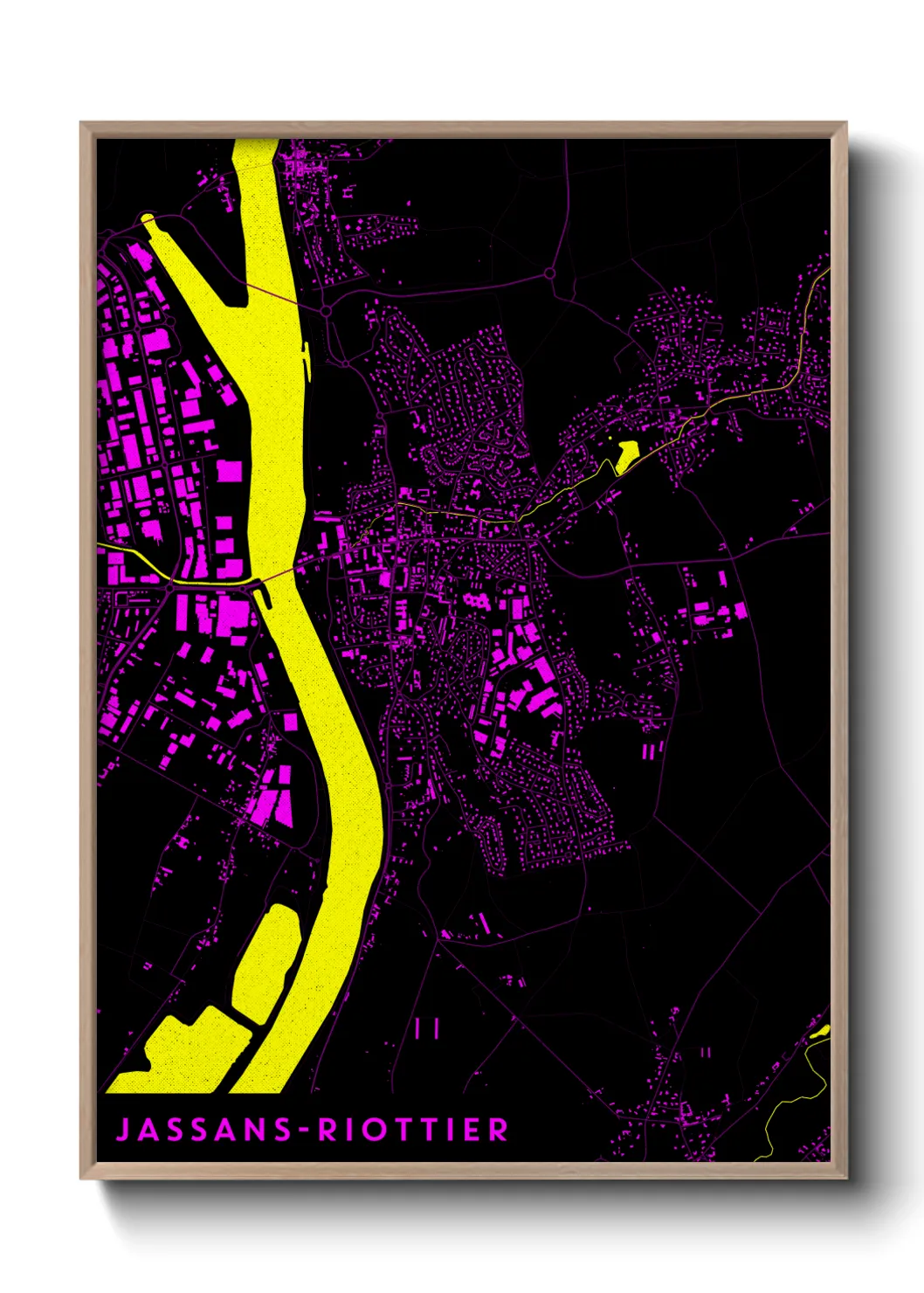 Une affiche de carte sur Jassans-Riottier