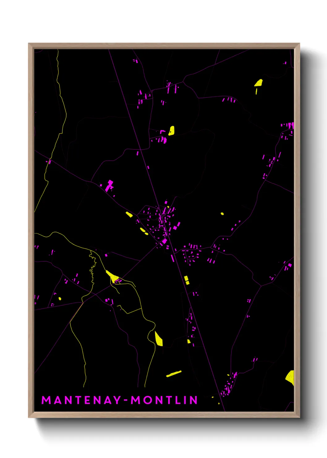 Une affiche de carte sur Mantenay-Montlin