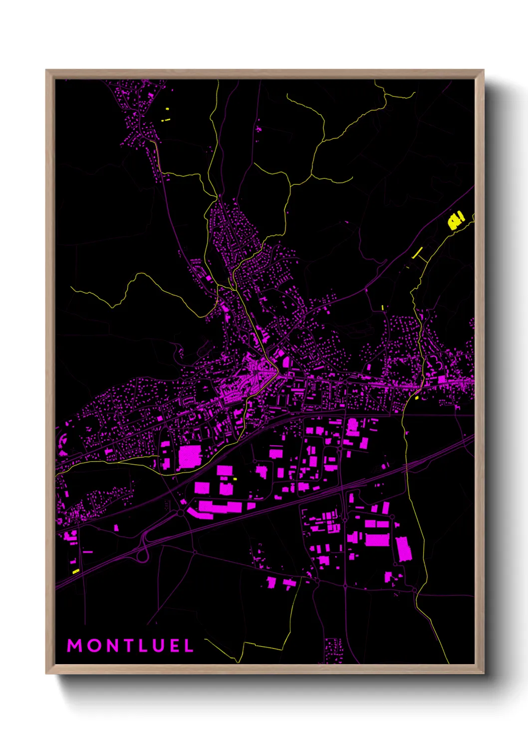 Une affiche de carte sur Montluel