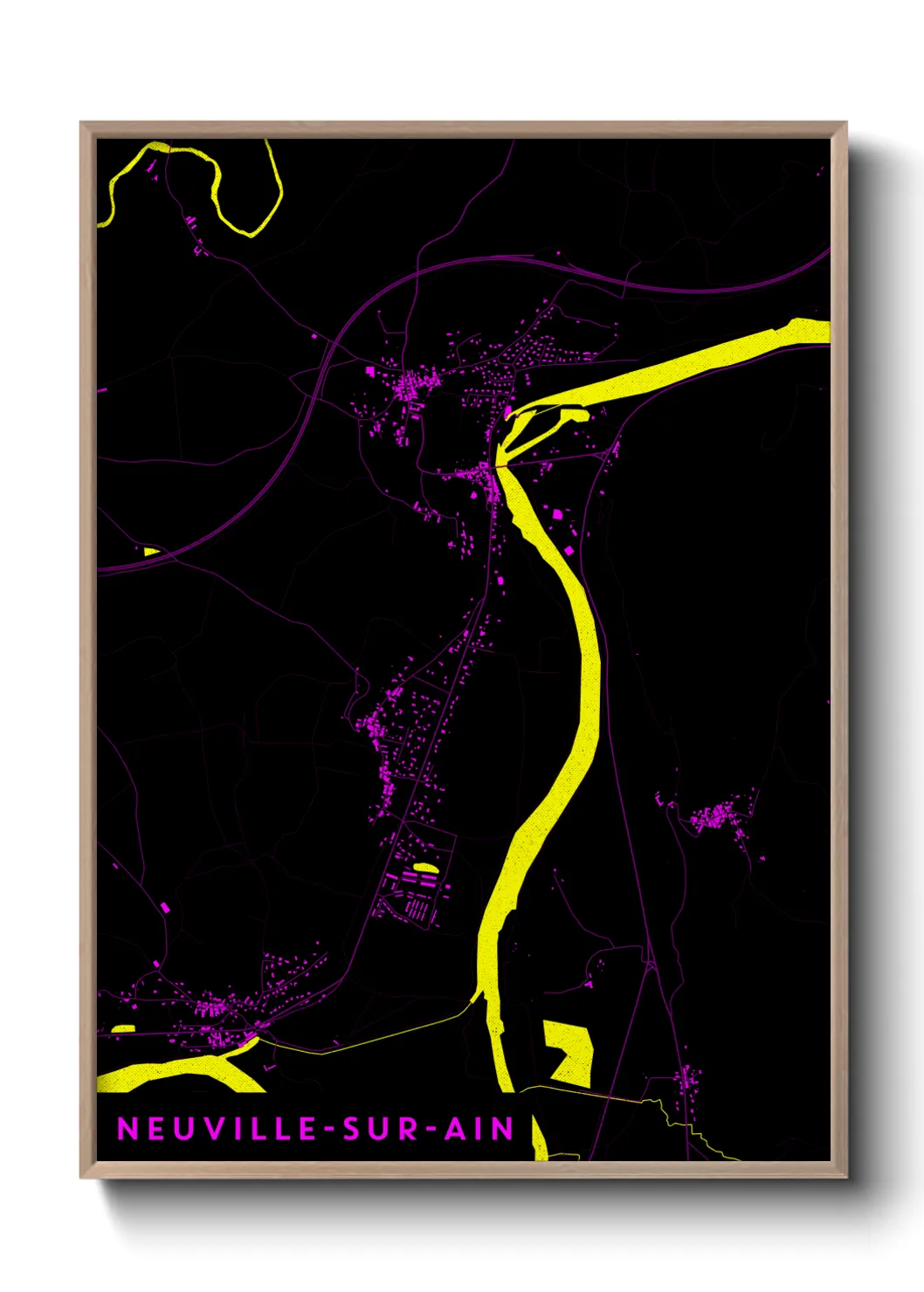 Une affiche de carte sur Neuville-sur-Ain