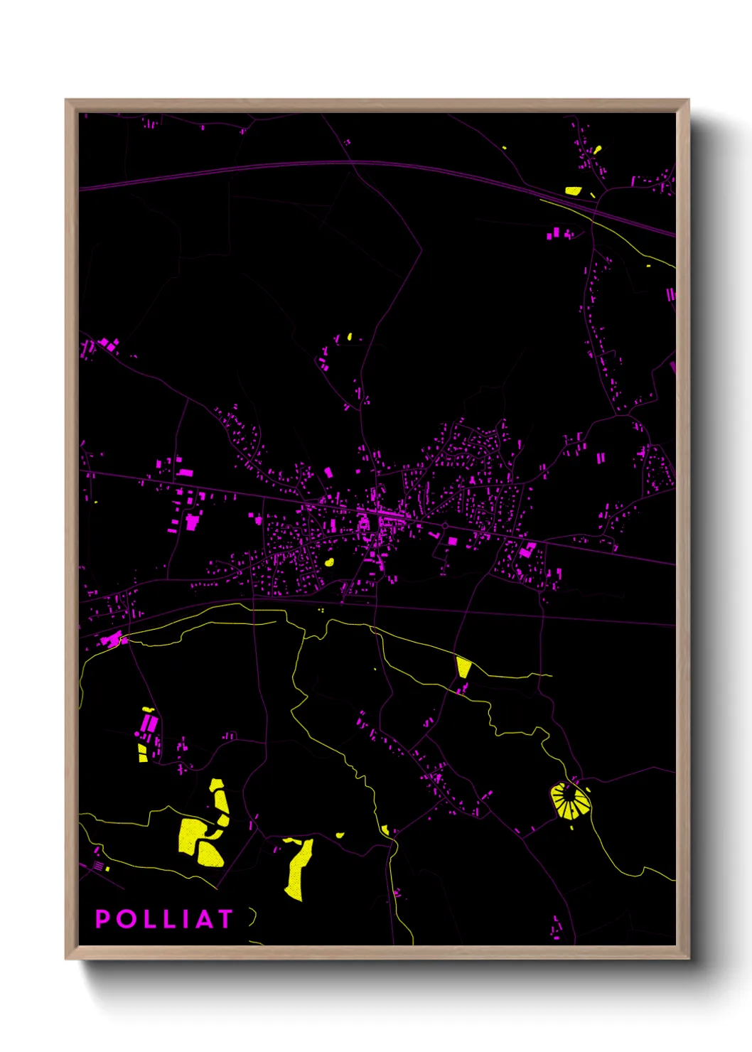Une affiche de carte sur Polliat