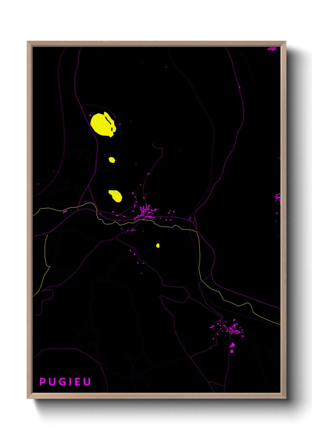 Une affiche de carte sur Pugieu