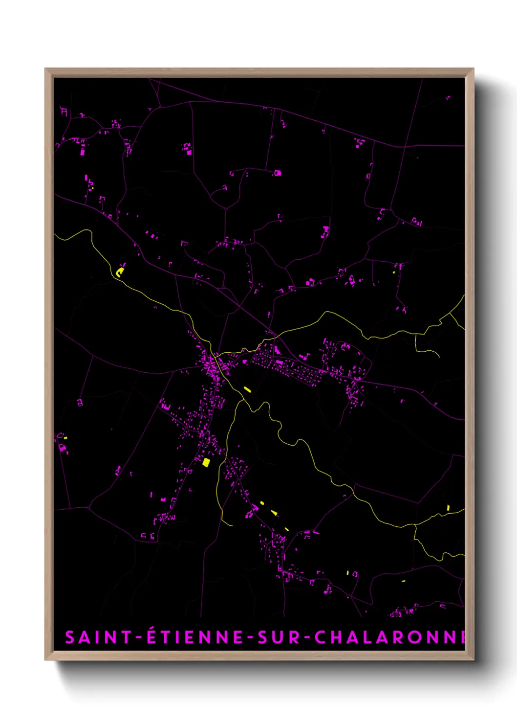 Une affiche de carte sur Saint-Étienne-sur-Chalaronne