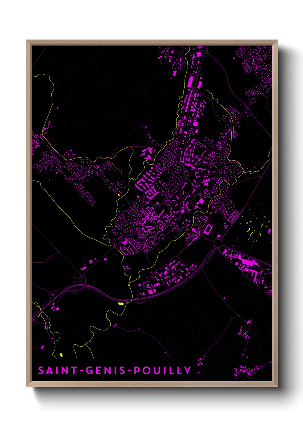 Une affiche de carte sur Saint-Genis-Pouilly