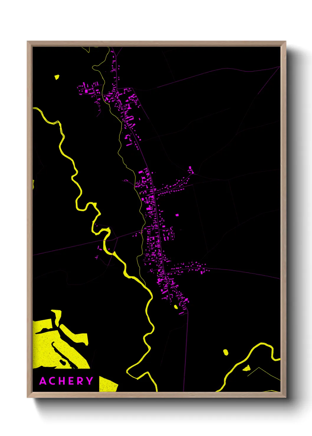 Une affiche de carte sur Achery