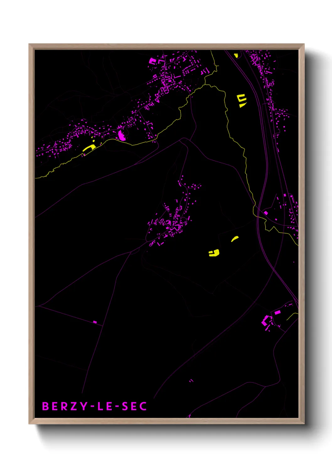 Une affiche de carte sur Berzy-le-Sec