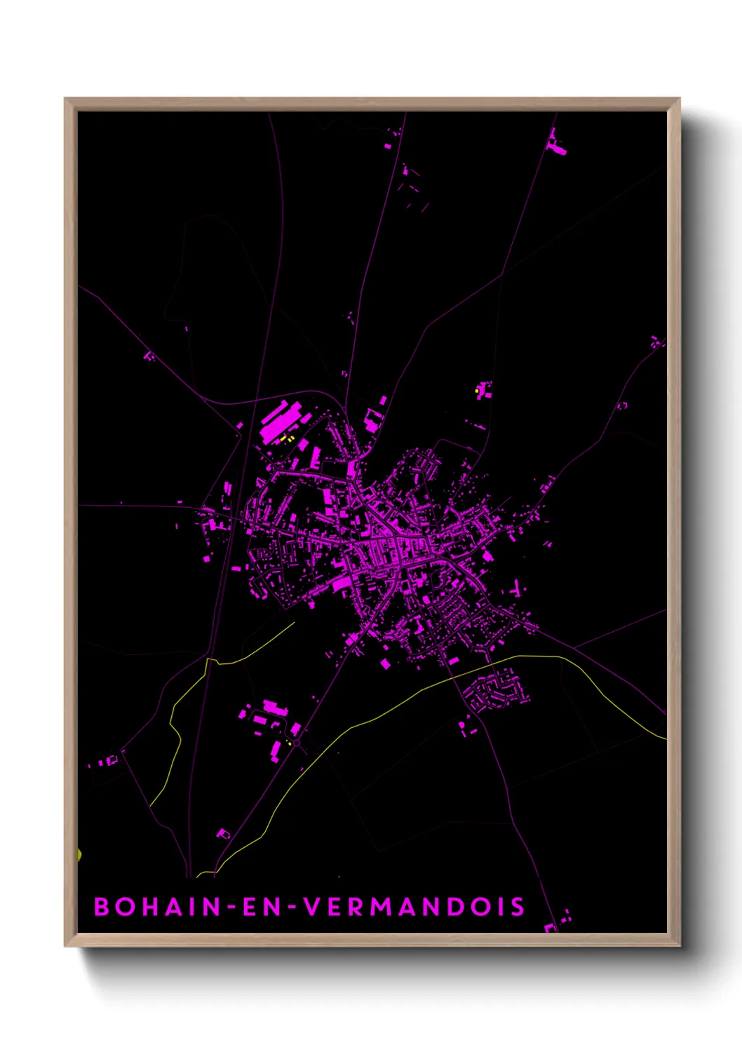 Une affiche de carte sur Bohain-en-Vermandois