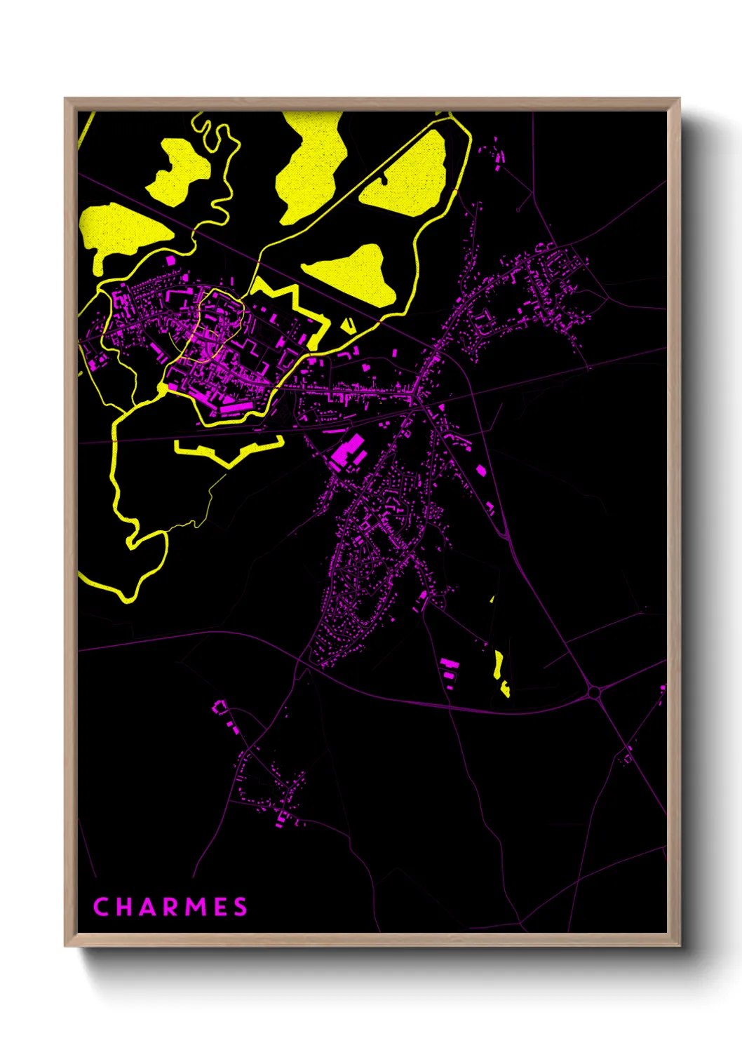 Une affiche de carte sur Charmes