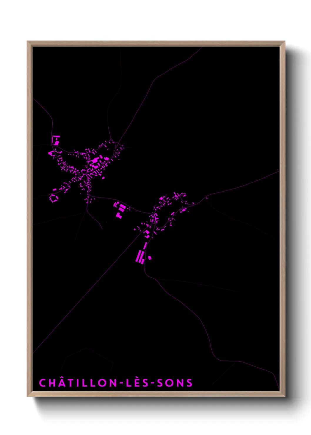 Une affiche de carte sur Châtillon-lès-Sons