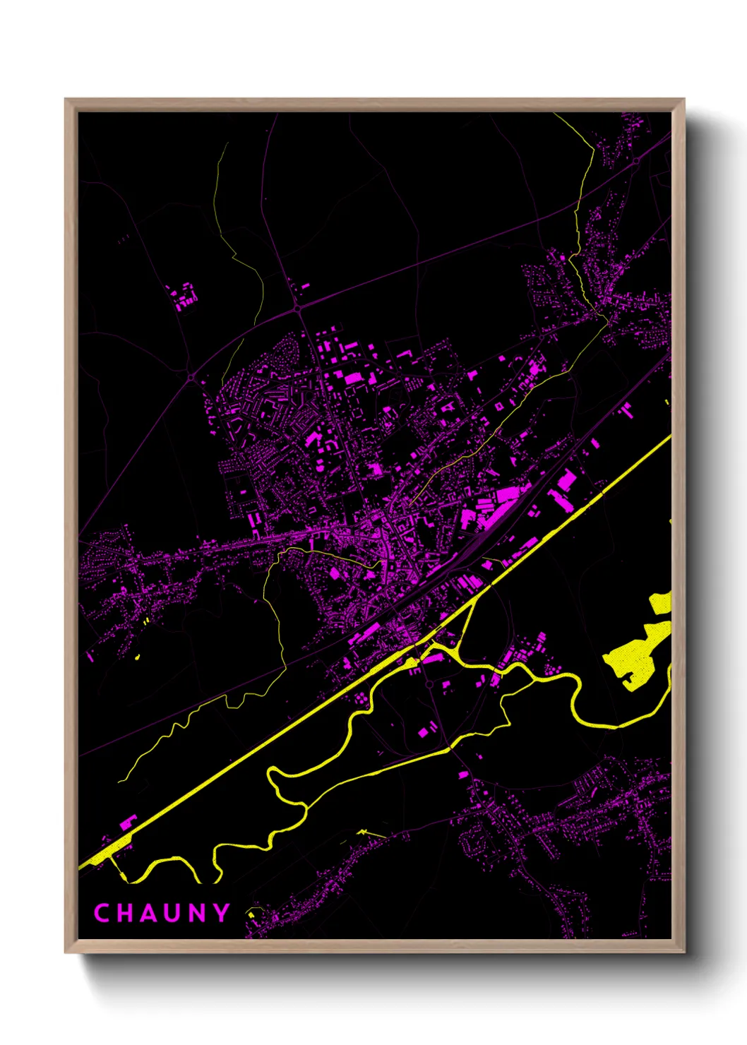 Une affiche de carte sur Chauny